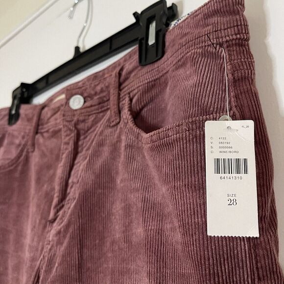 NEW! Pilcro and the letterpress slim boyfriend crop corduroy Wine red pants 28 - Picture 3 of 6